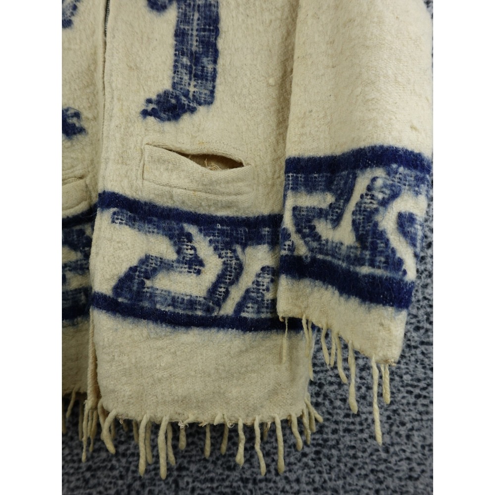 Vintage 50s Mens Medium Wool Knit Fringed Southwestern Birds Full Zip Jacket‎ - Picture 4 of 16